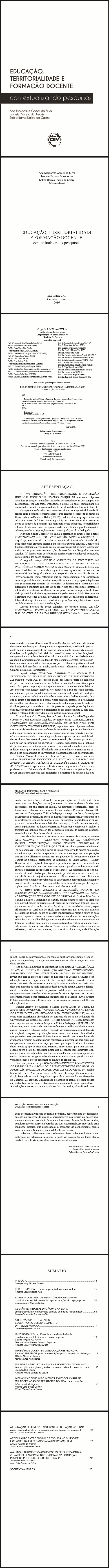 EDUCAÇÃO, TERRITORIALIDADE E FORMAÇÃO DOCENTE:<br>contextualizando pesquisas